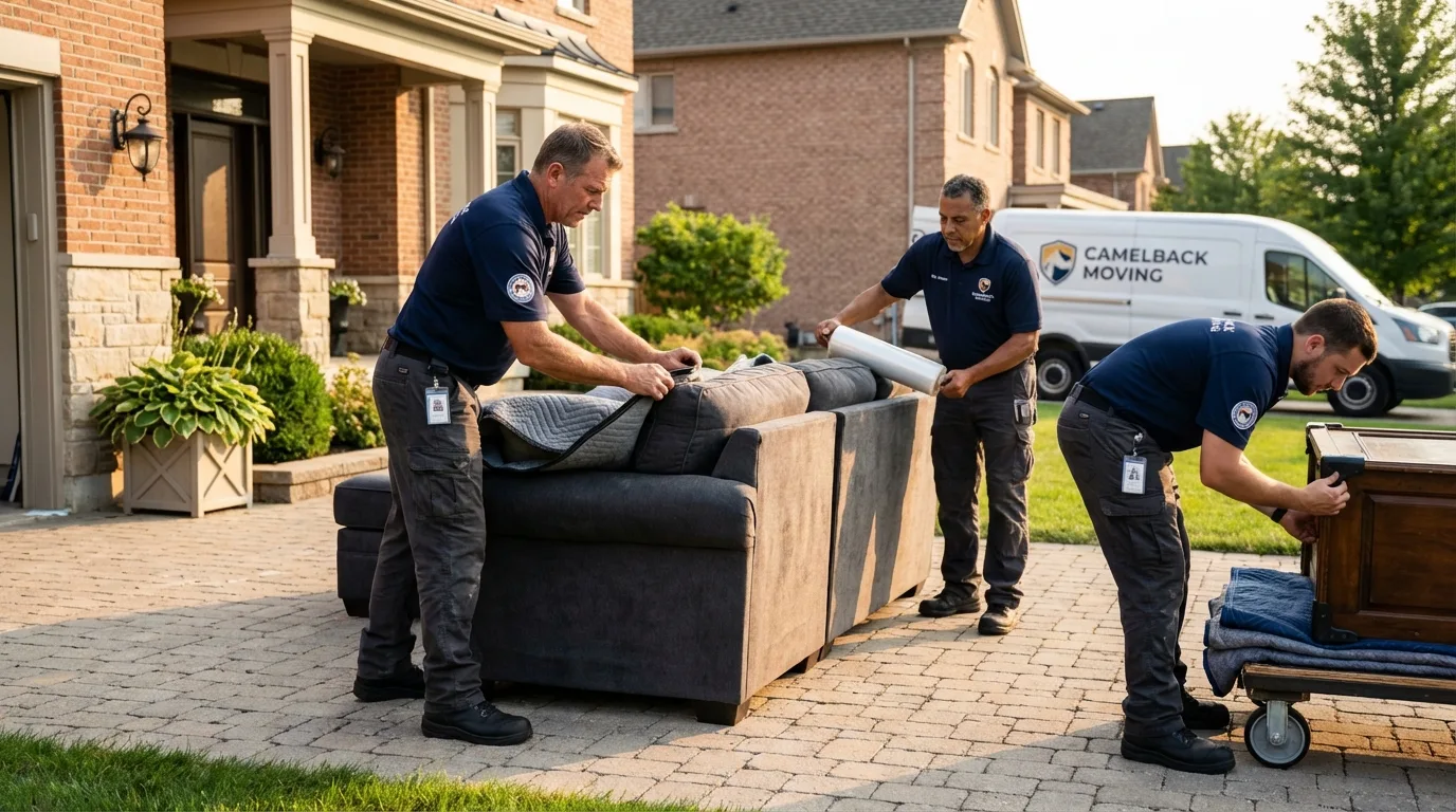 Large estate moving crew wrapping furniture in Clinton, MD