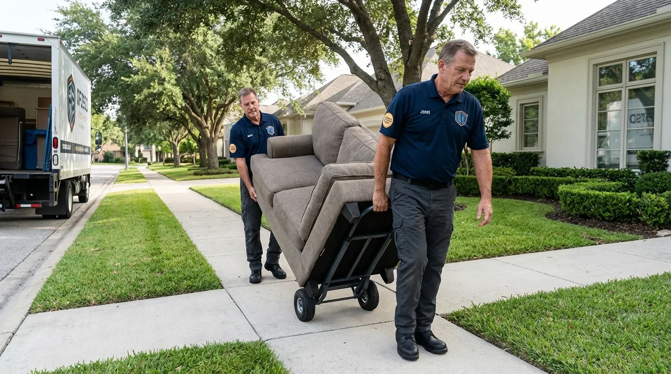 Local residential moving crew loading furniture in Clinton, MD